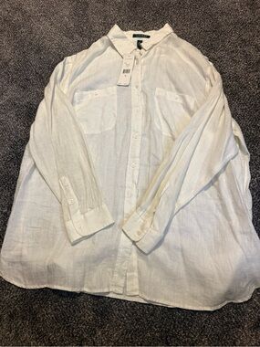 NWT Ralph Lauren White Linen Button-Up Shirt